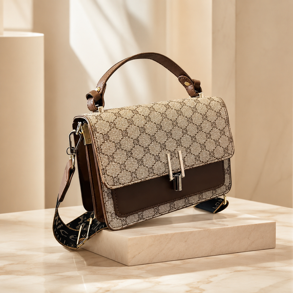 Vintage Square Crossbody Handbag with Wide Strap